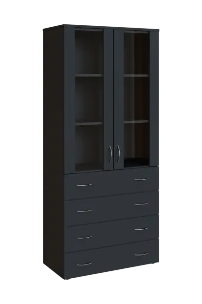 N 5 - 84ZS kancelářská skříň, 2-dveřová/prosklená/zásuvky, 1800x800x400, antracit